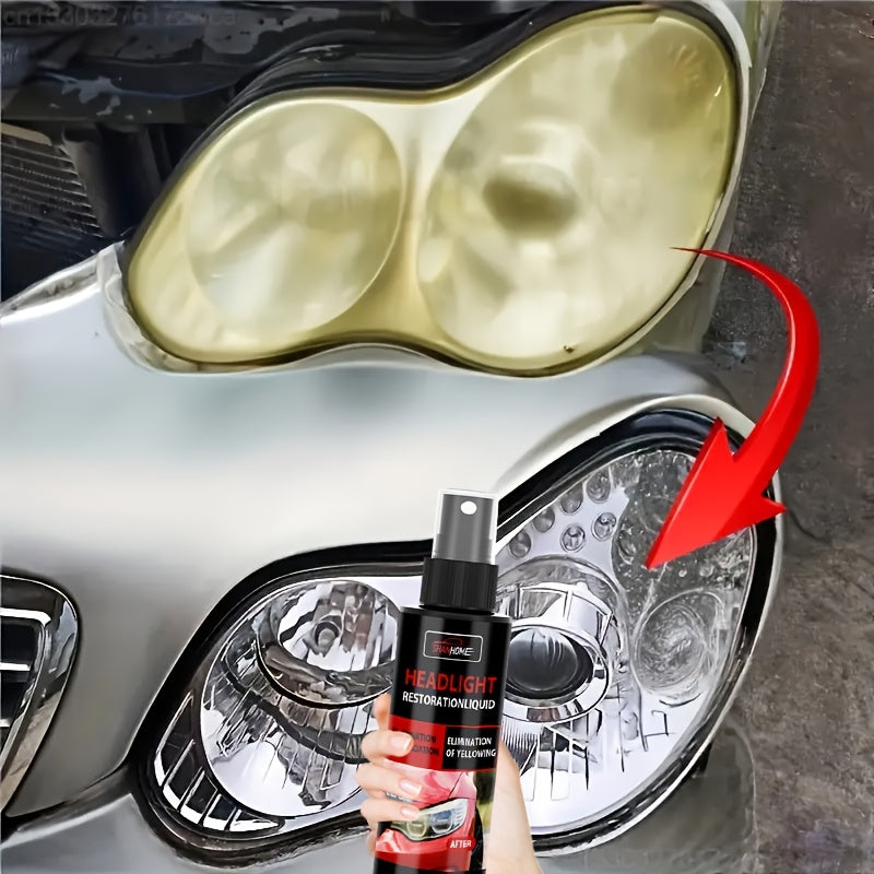 Headlight Restoration Kit – Anti-Yellowing & Oxidation Repair Solution with Protective Coating Spray, Restores Foggy, Hazy & Cloudy Headlights – Includes Sponge & Towel (3.38oz)