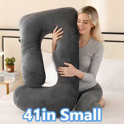 J-Shaped Maternity Pillow Full Body Pregnancy Pillow with Pillowcase – Back, Leg & Tummy Support for Comfortable Sleep, 41" & 60" Sizes, Multiple Colors & Fabrics, Great Baby Shower Gift