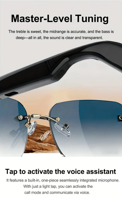 Bluetooth Smart Glasses with Touch Controls & Open Ear Audio – Integrated Microphone, Hands-Free Calls & Music, Polarized Lens, Ideal for Outdoor Sports, Driving & Everyday Wear