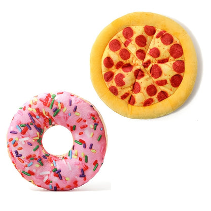 Squeaky Pepperoni Pizza Plush Dog Toy – Soft Polyester Interactive Squeaker Chew Toy for All Breeds, Fun Food-Themed Dog Toy for Puppies & Adult Dogs
