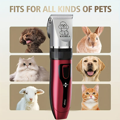 Rechargeable Cordless Pet Grooming Clippers with LED Display - Professional Wireless Dog Hair Trimmer, Detachable Blades, 4 Comb Guides, Low Noise 36V USB Charging, for Dogs Cats Small Animals