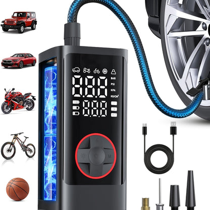 Cordless Digital Tire Inflator 150PSI with Protective Case – Portable Air Compressor Pump for Car Motorcycle Bike SUV Truck, Auto Emergency Kit, Gift for Men & Dad