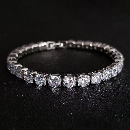 CZ Tennis Bracelet 925 Sterling Silver for Women – Cubic Zirconia Inlay in Green, Blue, Red, Yellow & White – Elegant Stackable Bracelet for Daily Wear, Party, Wedding, Valentine's Day & Birthday Gift