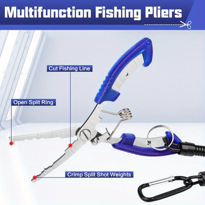 Fishing Pliers Set 7-Piece Fish Lip Gripper Hook Remover Fish Scale Storage Bag Stainless Steel Saltwater Resistant for Freshwater Saltwater Fishing – Fishing Gift for Men