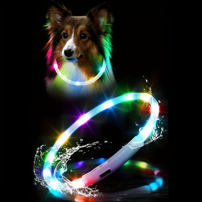 USB Rechargeable LED Dog Collar – Light Up 360° Glow Safety Collar with 3 Modes, Adjustable TPU Cuttable Collar for Small Medium Large Dogs, Night Walking Running & Hunting