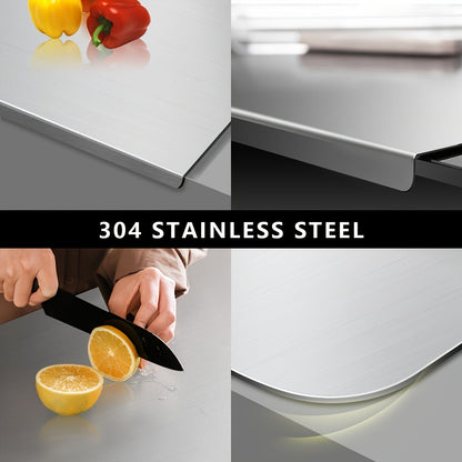 304 Stainless Steel Cutting Board – Rust-Proof Butcher Block Kitchen Prep Board, Easy to Clean, Available in 3 Sizes (15.75”×11.81”, 19.69”×15.75”, 23.62”×15.75”)
