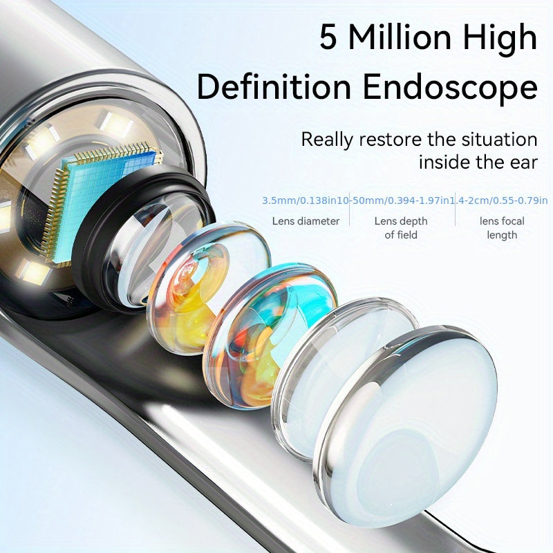 Ear Wax Removal Camera Kit 1080P HD Wi-Fi – Ear Cleaning Tool with 6 Spoons Tweezers Rechargeable Otoscope for iPhone Android Ear Care