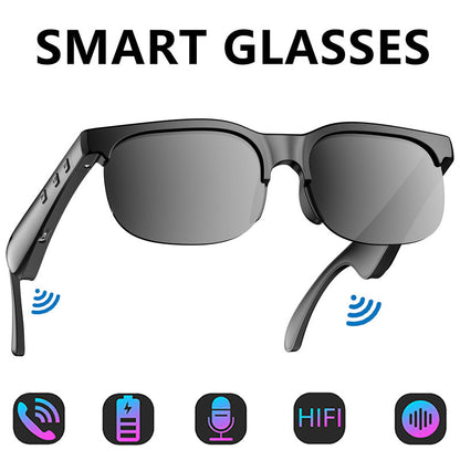 Bluetooth Audio Glasses 2-in-1 Wireless Smart Glasses with Built-in Stereo Speakers USB-C Charging Lightweight Open Ear Sunglasses for Music Gaming Video Calls Compatible with iPhone Android Black White