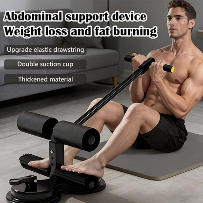 Portable Sit Up Bar – 3-Section Adjustable Design, Dual Suction Cups & Resistance Bands, Lightweight Home Core Fitness Equipment for Small Spaces