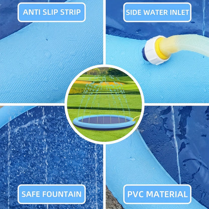 Portable Dog Splash Pad & Bathtub Mat – Ultra-Thick 0.6mm Non-Slip Foldable Pet Pool, Summer Outdoor Sprinkler Cooling Water Play Mat for Small Dogs, Puppies & Cats