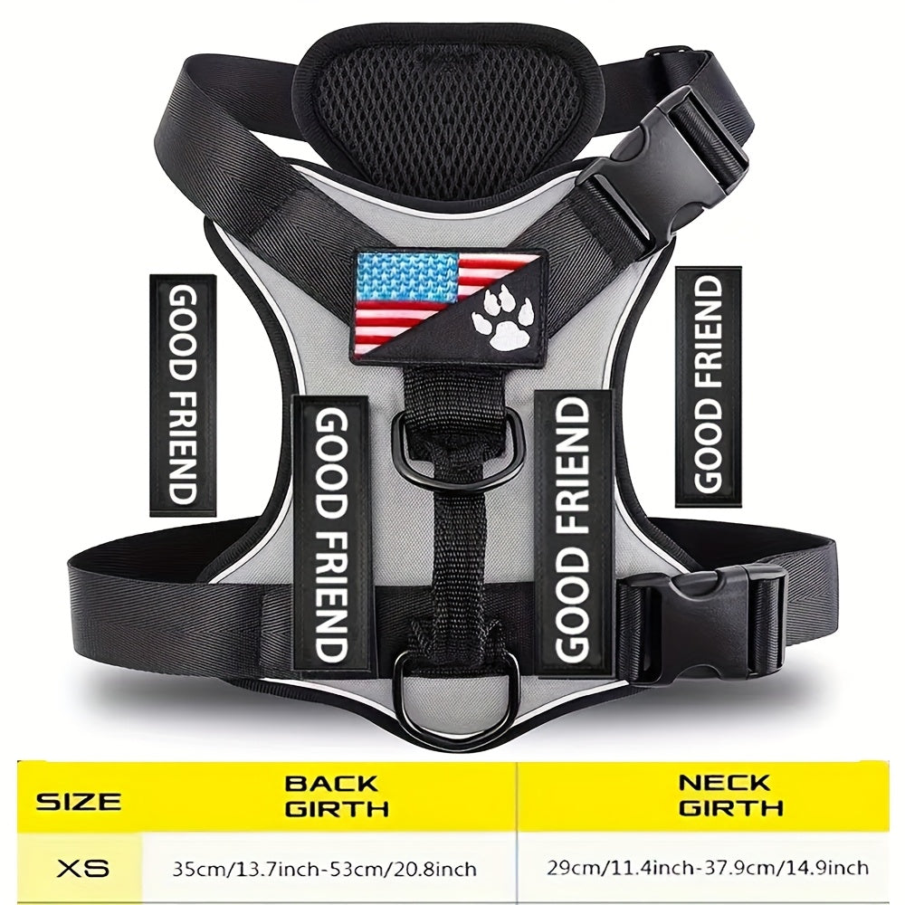 Service Dog Harness Vest with 5 ID Patches – Reflective Adjustable Oxford Vest with Breathable Mesh Lining, Service Dog ID System for Small Medium Large Dogs, Sizes XS-XL, Public & Mobility Aid