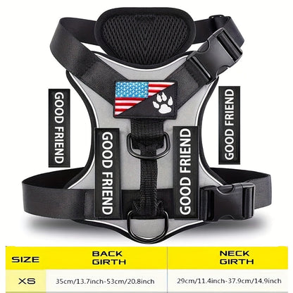Service Dog Harness Vest with 5 ID Patches – Reflective Adjustable Oxford Vest with Breathable Mesh Lining, Service Dog ID System for Small Medium Large Dogs, Sizes XS-XL, Public & Mobility Aid