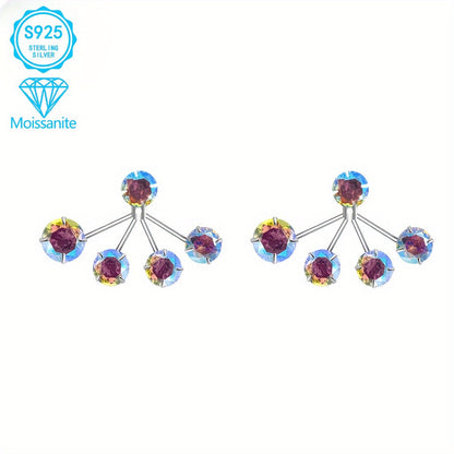 925 Sterling Silver Colorful Moissanite Torus Hoop Earrings for Women – Unique Boho Dazzling Design, Hypoallergenic Cute Delicate Jewelry for Party Daily Wear Christmas Festival Gift