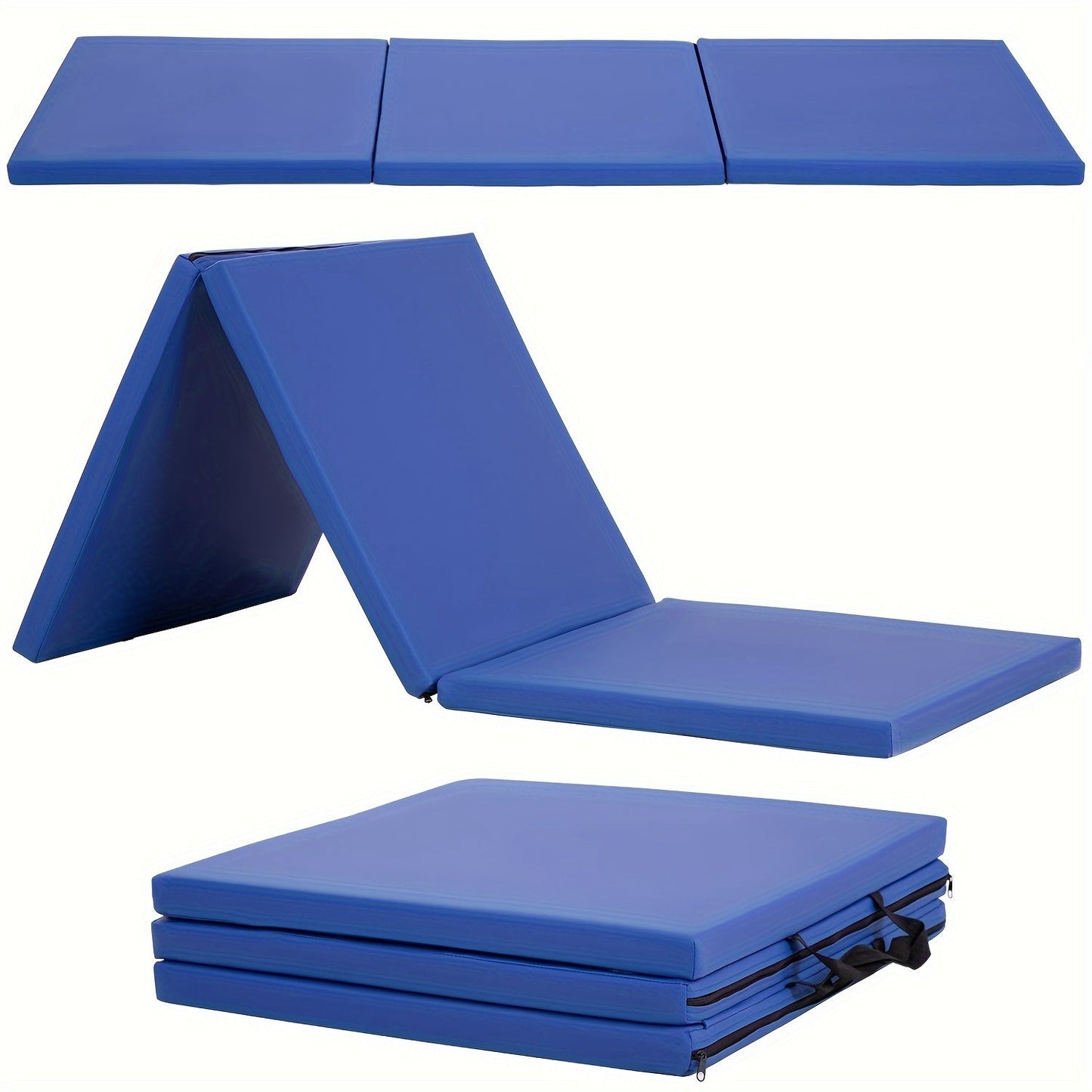 Tri-Fold Yoga Mat Heavy Duty Non-Slip Gymnastics Exercise Mat with Carrying Handles – High-Density Foam Folding Workout Mat for Home Gym, MMA, Wrestling, Stretching & Fitness Training for Men & Women