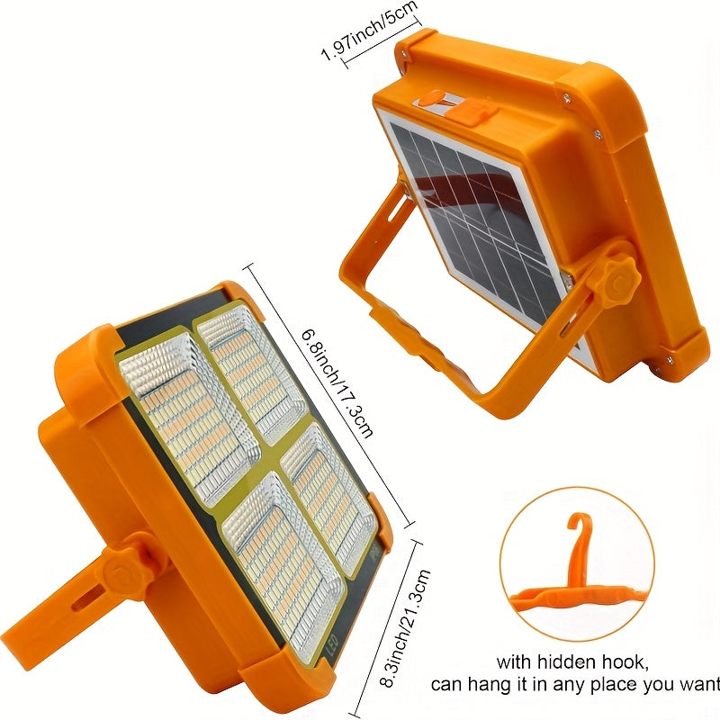 Solar LED Work Light 2000 Lumens with Magnetic Hook – Solar & USB Dual Charging, Adjustable Brightness Rechargeable Spotlight for Camping, Hiking & Outdoor Use – Available in 1, 2, 6 & 10 Pack