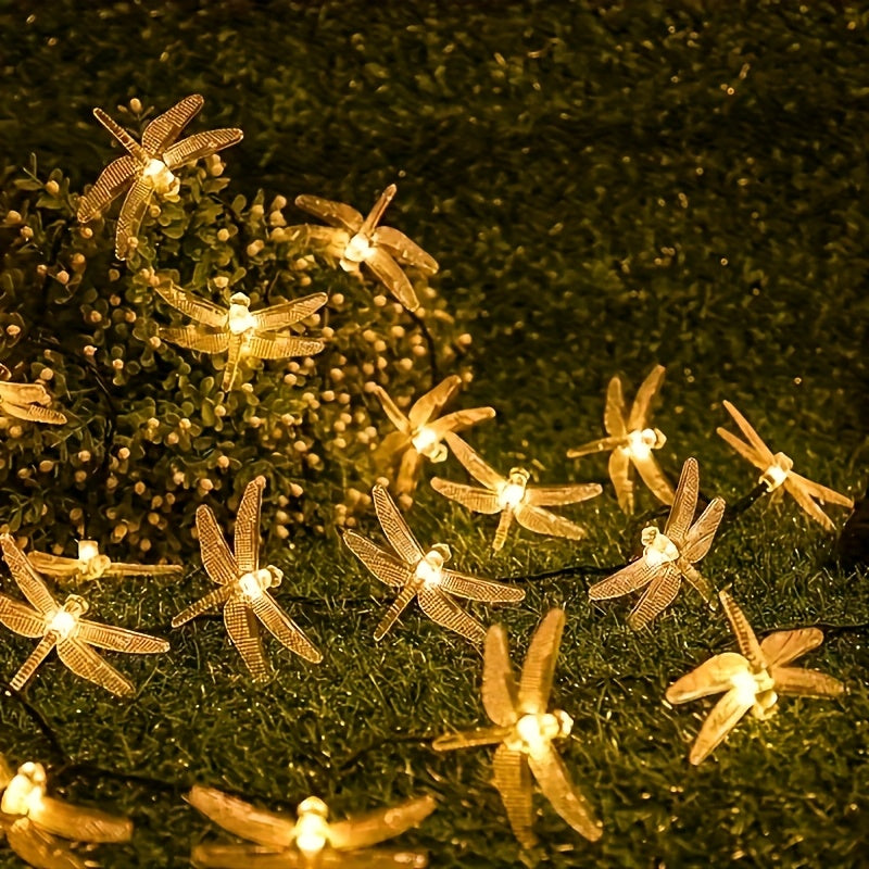 Solar Dragonfly String Lights Outdoor Waterproof – 236 Inch 30 LED 8 Modes Solar Powered Fairy Lights for Garden, Patio, Balcony, Yard & Christmas Decoration, Warm White & Color Options