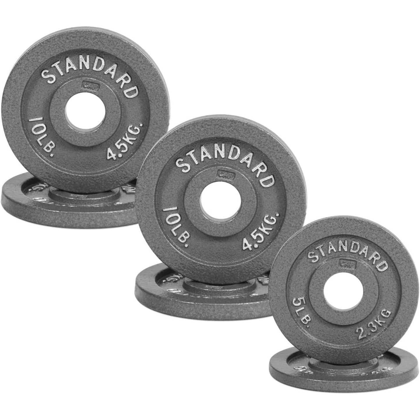 Cast Iron Weight Plates 2-Inch Olympic Solid Baked Enamel for Strength Training Powerlifting Bodybuilding Home Gym Barbell – 2.5 5 10 25 45 100LB CAPHAUS