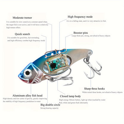 Electronic Fish Shaped Fishing Lure with LED Light, Sound & Vibration – Aluminum Alloy Bait Attracts Fish from 500 Meters, Outdoor Fishing Equipment for Bass, Saltwater & Freshwater – 1/2/3/4 Pack