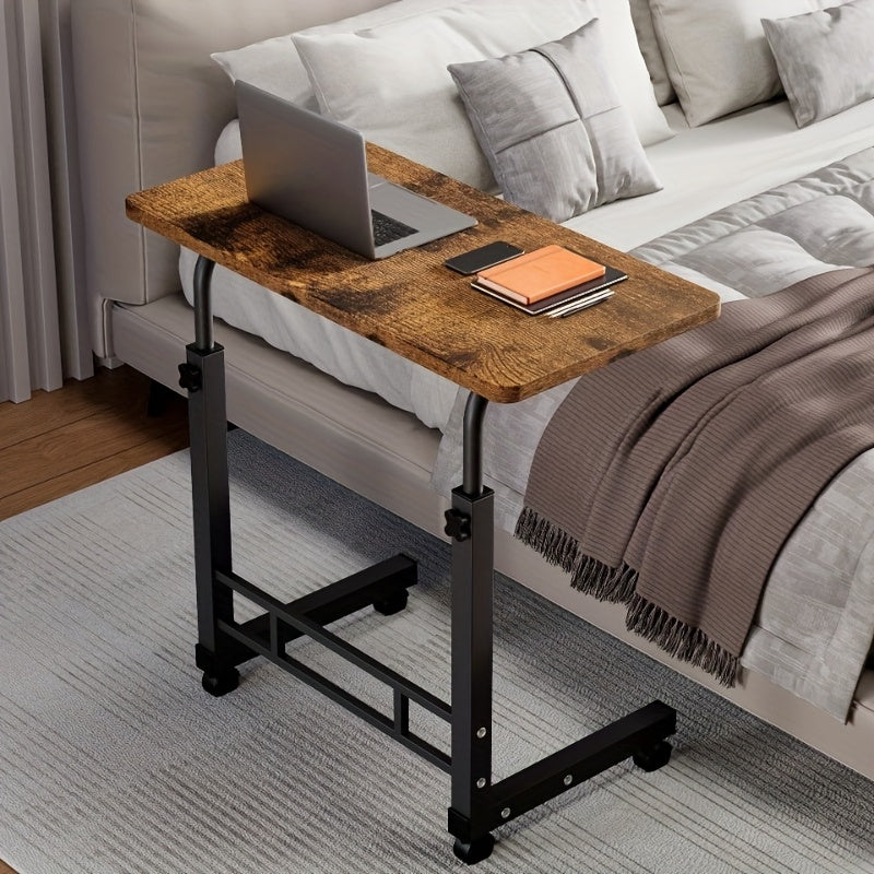 Height Adjustable Rolling Laptop Desk with Wheels – Sit to Stand Mobile Overbed Table, 2-Tier Storage Computer Stand for Bed Couch Home Office Workstation, 6 Colors