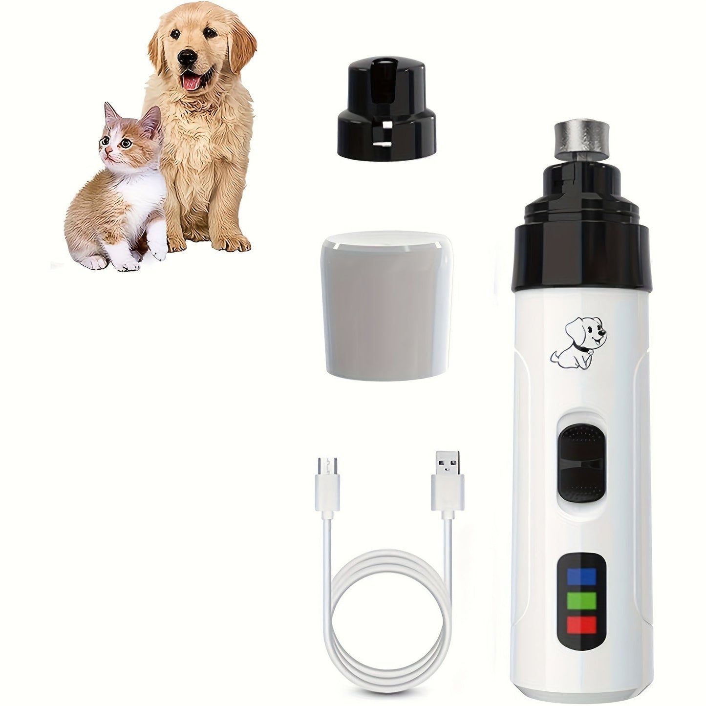 Electric Dog Nail Grinder Quiet Painless USB Rechargeable LED Screen Pet Grooming Tool