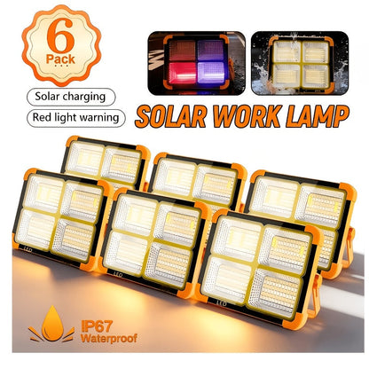 Solar LED Work Light 2000 Lumens with Magnetic Hook – Solar & USB Dual Charging, Adjustable Brightness Rechargeable Spotlight for Camping, Hiking & Outdoor Use – Available in 1, 2, 6 & 10 Pack