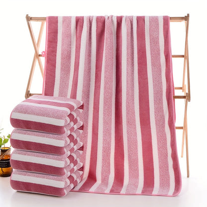 Striped Bath Towel Set Absorbent Quick-Dry Super Soft Skin-Friendly 27.6x55.1 Inch for Home Bathroom Beach – Available in 1 or 4 Pack Multiple Colors