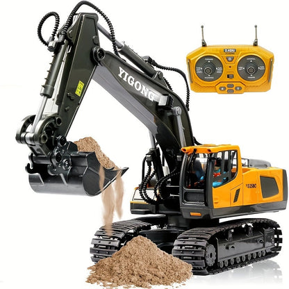 Remote Control Excavator Toy Set with Metal Shovel LED Lights 1200mAh Battery RC Construction Truck Bulldozer Dump Truck Loader Combo for Boys Ages 6 and Up Birthday Christmas Gift