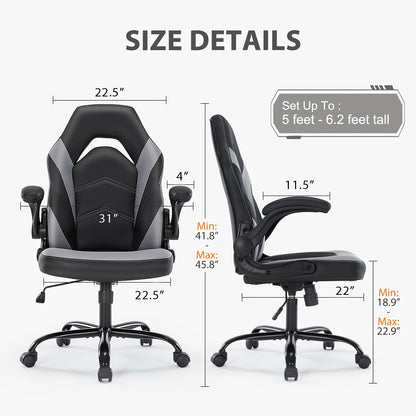 Ergonomic Gaming Chair with Footrest & Lumbar Support – Racing Style Esports Computer Chair, Fixed Armrests, Adjustable Recliner, Home Office Desk Chair for Adults