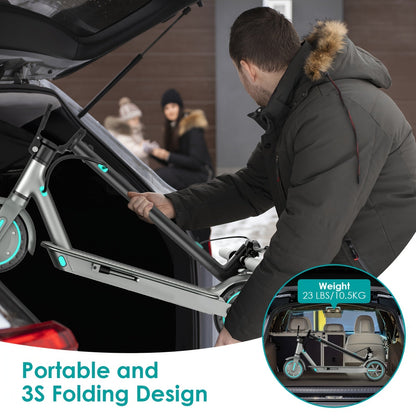 Foldable Electric Scooter for Adults 350W Brushless Motor Dual Drum Brake 8.5 Inch Solid Tires 3-Speed LCD Display 265 lbs Max Load 3-Second Fold Portable Urban Commuter E-Scooter
