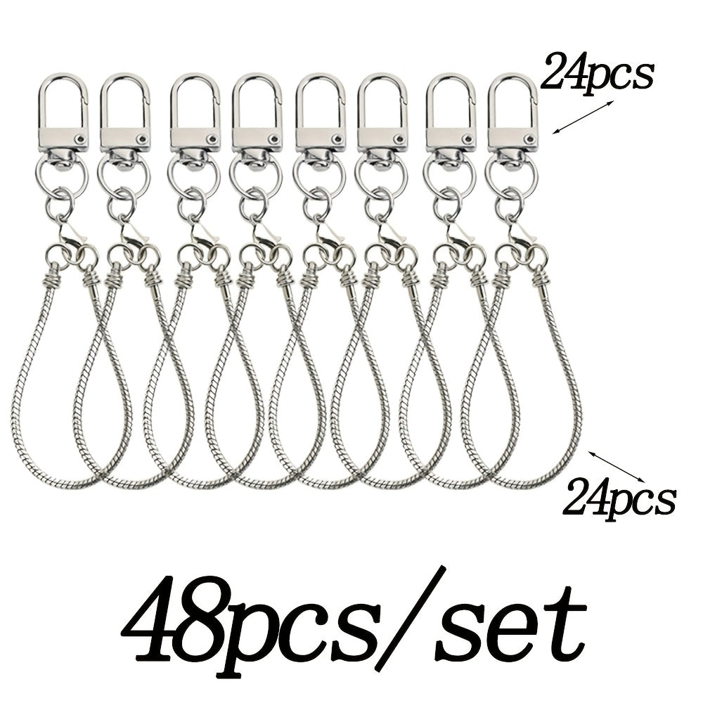 Blank Beadable Keychains Set DIY 22 or 48pcs Creative Keyrings for Handmade Bag Pendant Cup Phone Chain Wedding Party Birthday Gift for Her Him Gold Silver