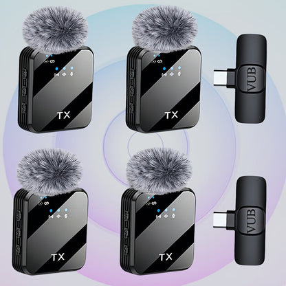 2-in-1 Wireless Lavalier Microphone USB-C with Intelligent Noise Cancellation, Omnidirectional Condenser Mic & Pom-Pom Windshield – Plug & Play Clip-On Lapel Mic for Live Streaming, Interviews, Vlogging & Content Creation on iPhone & Android