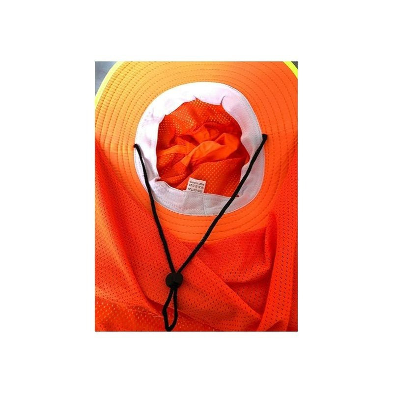 Men's High Visibility Reflective Sun Hat with Neck Flap – Wide Brim Boonie Bucket Cap, UPF UV Protection, Quick-Dry Breathable Mesh, Outdoor Fishing Hiking Camping Hat