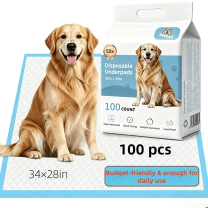 XXXXL Dog Pee Pads 34"x28" – Super Absorbent Leak-Proof Odor-Control Disposable Pet Training Pads, Bulk Pack for Dogs Puppies & Cats, Easy Potty Training & Accident Protection