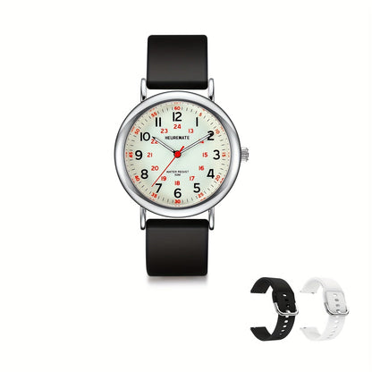 Nurse Watch Waterproof Luminous Easy-Read Dial 24-Hour Second Hand Colorful Silicone Band – Professional Fob Watch for Nurses Nursing Students Doctors Healthcare Workers Unisex 6 Colors