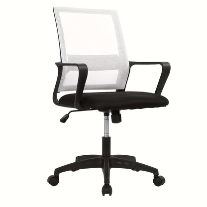 Mid-Back Mesh Ergonomic Office Chair 360° Swivel 5-Wheel Base Lumbar Support Computer Desk Chair for Home Office - 250 LBS Capacity in Black Grey Blue White Pink
