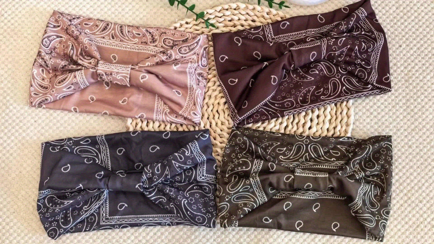 8pcs Wide African Turban Headbands for Women – Boho Paisley Anti-Slip Elastic Headwraps for Sports, Yoga, Running & Daily Wear, Moisture-Wicking Hair Accessories Set