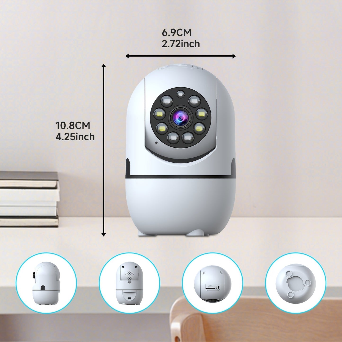 Indoor WiFi Security Camera 4-Pack 355° Pan Tilt Night Vision Motion Detection Two-Way Talk Baby Pet Monitor – 2.4G 5G Dual Band WiFi Cloud 256GB SD Alexa Compatible