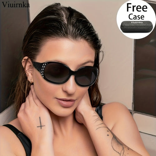 Rhinestone Cat Eye Sunglasses for Women – Floral Embellished UV Protection Shades, Lightweight Frames for Beach, Driving, Outdoor, Street Style & Vacation, Trendy Fashion Eyewear Gift