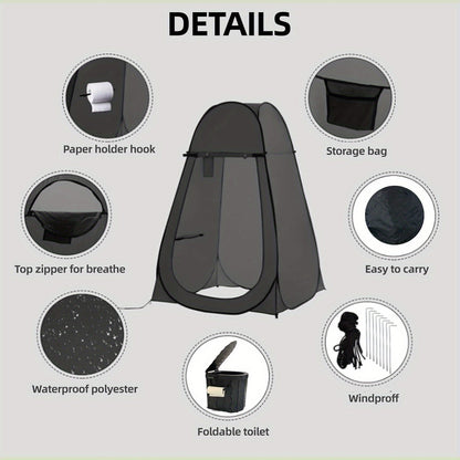 Portable Camping Toilet & Privacy Tent – Pop Up Potty Tent for Adults with 12 Toilet Bags, Ground Stakes, Windproof Ropes & Moisture Mat, Foldable Outdoor Toilet for Camping Travel Hiking