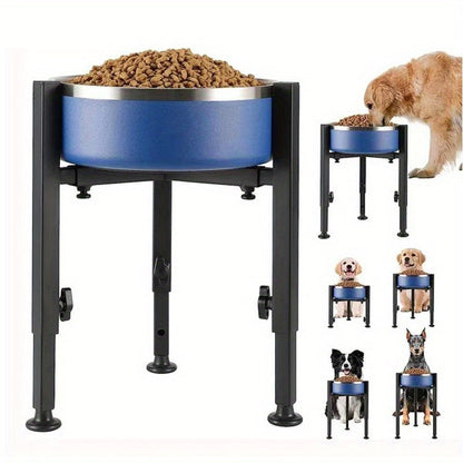 Adjustable Elevated Dog Bowl Stand for Medium & Large Dogs – Durable Metal Raised Feeder, Height 8.5–14.5 Inch, Fits 7–11 Inch Bowls, Anti-Slip Silent Felt Pads, Quick-Detach Travel Friendly
