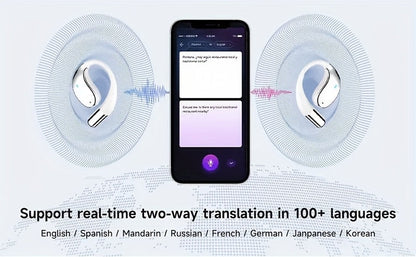 AI Translation Headset Bone Conduction Wireless Real-Time Translation 156 Languages 6-Mic Noise Cancellation Touch Control Deep Bass USB Charging – MIMIDI