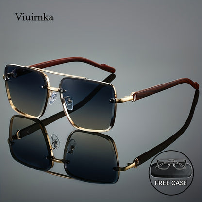 Retro Square Woodgrain Sunglasses for Men & Women – UV400 Gradient AC Lenses, Lightweight PC Frame, 7 Color Options, Vintage Street Style Eyewear for Driving, Travel & Everyday Wear