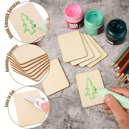 Unfinished Wood Blanks 3x2 Inch Wooden Boards for Crafts Laser Engraving Wood Burning Painting Art Decorations Party Gifts 20 40 80 Pieces