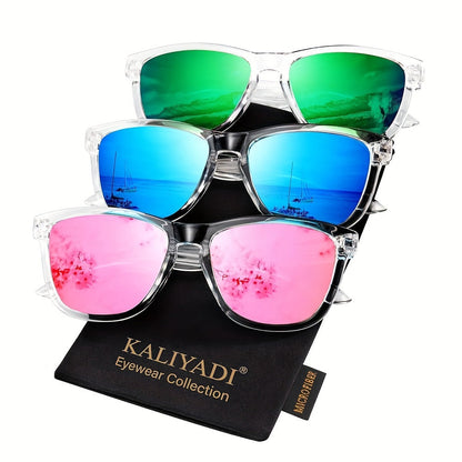 KALIYADI Women's Polarized Sunglasses 3-Pack – Trendy Fashion Shades for Shopping Street Photography Decoration, UV Protection Stylish Eyewear Gift Set in Multiple Color Combinations