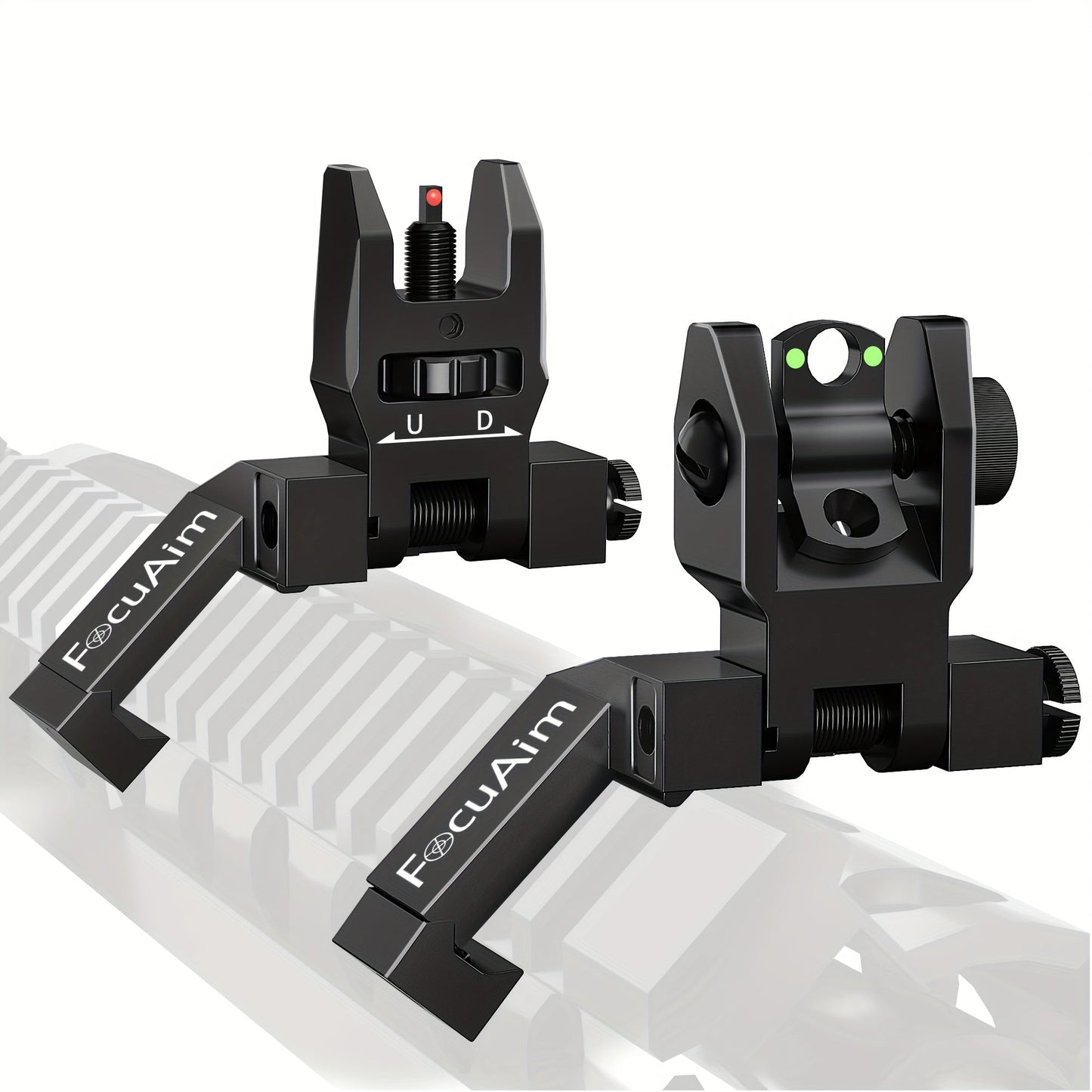 45 Degree Offset Flip Up Iron Sights for AR15 – Fiber Optic Red Green Dots, Tool-Free Adjustable, 20mm Rail Mount, Rapid Transition Backup Canted Sights for Rifle Shooting Outdoors