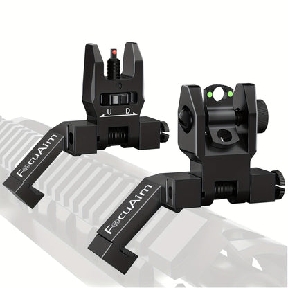 45 Degree Offset Flip Up Iron Sights for AR15 – Fiber Optic Red Green Dots, Tool-Free Adjustable, 20mm Rail Mount, Rapid Transition Backup Canted Sights for Rifle Shooting Outdoors