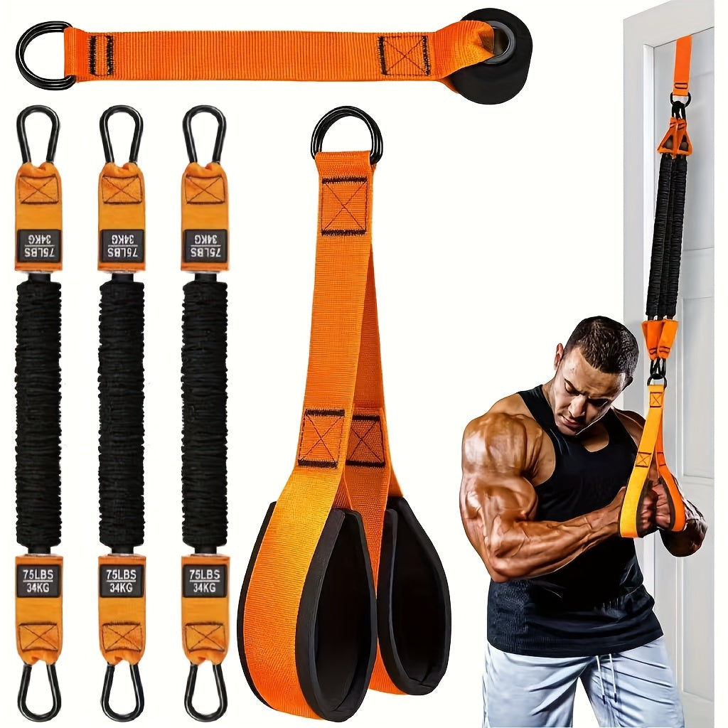 5-Piece Heavy-Duty Resistance Bands Set Up to 225lbs – Includes 3 Resistance Bands Handle & Door Anchor for Home Gym Deltoid Press Face Pull Bicep Curl Workout, Great Fitness Gift