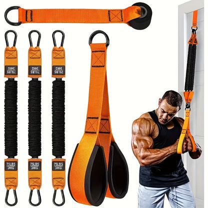 5-Piece Heavy-Duty Resistance Bands Set Up to 225lbs – Includes 3 Resistance Bands Handle & Door Anchor for Home Gym Deltoid Press Face Pull Bicep Curl Workout, Great Fitness Gift