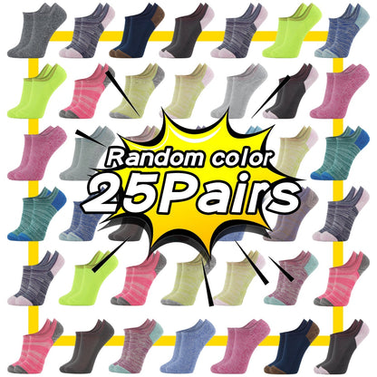 Bulk Colorful Ankle Socks 25 or 60 Pairs Assorted Random Colors Unisex for Men Women – Moisture-Wicking Breathable Reinforced Heel Toe for Daily Wear Gift Parties, Sizes US8-10 & US9-12