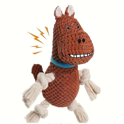 Interactive Squeaky Monkey Dog Toy with Pull Rope Soft Plush Chew Tug Toy for Large and Small Dogs Anxiety Relief Built-In Squeaker and Whistle Best Gift for Dog Owners